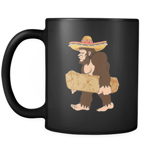 RobustCreative-Bigfoot Sasquatch Taquito Sombrero - Cinco De Mayo Mexican Fiesta - No Siesta Mexico Party - 11oz Black Funny Coffee Mug Women Men Friends Gift ~ Both Sides Printed