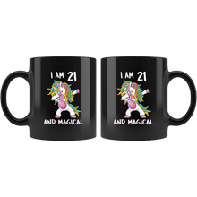 Load image into Gallery viewer, RobustCreative-I am 21 &amp; Magical Unicorn birthday twenty one Years Old Black 11oz Mug Gift Idea
