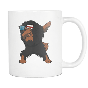 RobustCreative-Dabbing Tibetan Mastiff Dog America Flag - Patriotic Merica Murica Pride - 4th of July USA Independence Day - 11oz White Funny Coffee Mug Women Men Friends Gift ~ Both Sides Printed