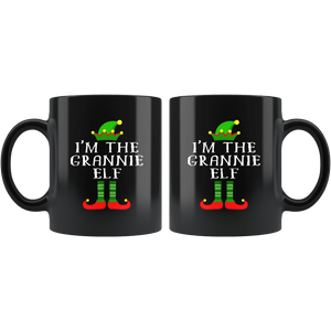 RobustCreative-Im The Grannie Elf Matching Family Christmas - 11oz Black Mug Christmas group green pjs costume Gift Idea