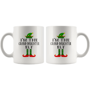 RobustCreative-Im The Grand Daughter Elf Matching Family Christmas - 11oz White Mug Christmas group green pjs costume Gift Idea