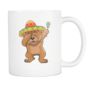 RobustCreative-Dabbing Chow Chow Dog in Sombrero - Cinco De Mayo Mexican Fiesta - Dab Dance Mexico Party - 11oz White Funny Coffee Mug Women Men Friends Gift ~ Both Sides Printed