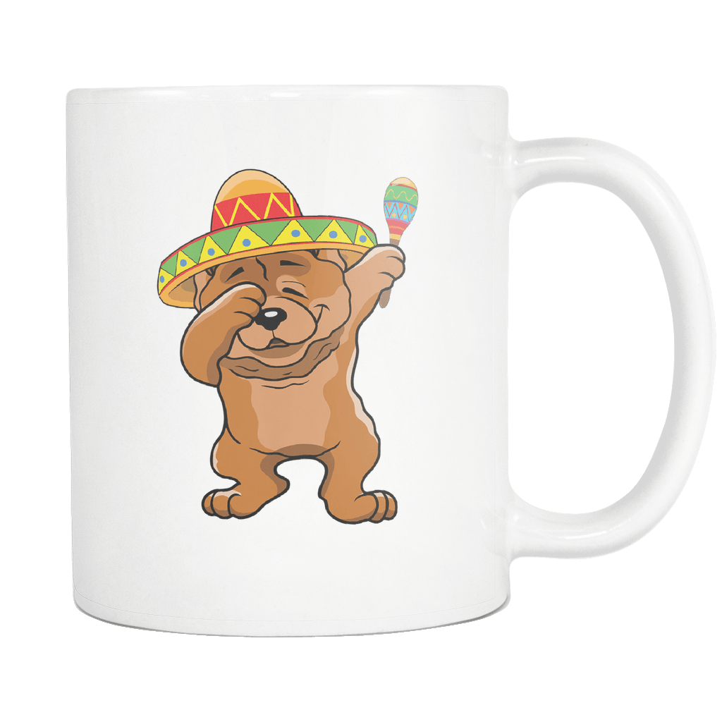 RobustCreative-Dabbing Chow Chow Dog in Sombrero - Cinco De Mayo Mexican Fiesta - Dab Dance Mexico Party - 11oz White Funny Coffee Mug Women Men Friends Gift ~ Both Sides Printed