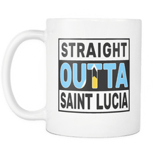 Load image into Gallery viewer, RobustCreative-Straight Outta Saint Lucia - Saint Lucian Flag 11oz Funny White Coffee Mug - Independence Day Family Heritage - Women Men Friends Gift - Both Sides Printed (Distressed)
