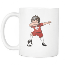 Load image into Gallery viewer, RobustCreative-Dabbing Soccer Boys Switzerland Swiss Bern Gift National Soccer Tournament Game 11oz White Coffee Mug ~ Both Sides Printed
