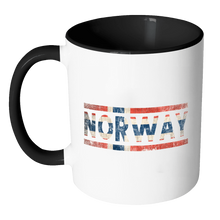 Load image into Gallery viewer, RobustCreative-Retro Vintage Flag Norwegian Norway 11oz Black &amp; White Coffee Mug ~ Both Sides Printed
