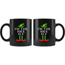 Load image into Gallery viewer, RobustCreative-Im The Nice Elf Matching Family Christmas - 11oz Black Mug Christmas group green pjs costume Gift Idea
