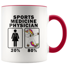 Load image into Gallery viewer, RobustCreative-Sports Medicine Physician Dabbing Unicorn 80 20 Principle Superhero Girl Womens - 11oz Accent Mug Medical Personnel Gift Idea
