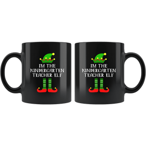 RobustCreative-Im The Kindergarten Teacher Elf Christmas Teaching's - 11oz Black Mug I Just Really Like to Teach Cute Tiny Humans Gift Idea