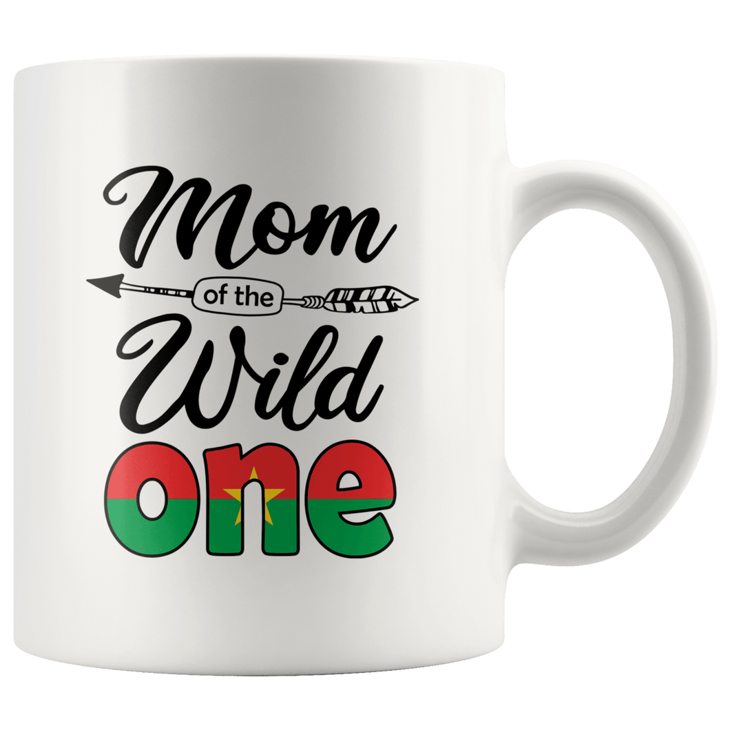 RobustCreative-Burkinabe Mom of the Wild One Birthday Burkina Faso Flag White 11oz Mug Gift Idea