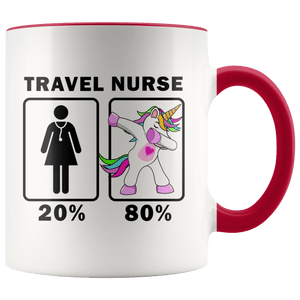 RobustCreative-Travel Nurse Dabbing Unicorn 20 80 Principle Superhero Girl Womens - 11oz Accent Mug Medical Personnel Gift Idea