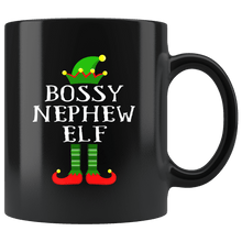 Load image into Gallery viewer, RobustCreative-Im The Bossy Nephew Elf Family Matching Outfits PJ - 11oz Black Mug Christmas group green pjs costume Gift Idea
