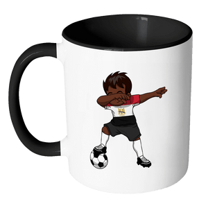 RobustCreative-Dabbing Soccer Boy Egypt Egyptian Cairo Gifts National Soccer Tournament Game 11oz Black & White Coffee Mug ~ Both Sides Printed