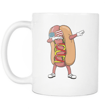 Load image into Gallery viewer, RobustCreative-Dabbing Hotdog BBQ - Merica 11oz Funny White Coffee Mug - American Flag 4th of July Independence Day - Women Men Friends Gift - Both Sides Printed (Distressed)
