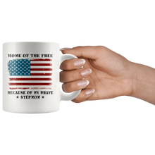 Load image into Gallery viewer, RobustCreative-Home of the Free Stepmom USA Patriot Family Flag - Military Family 11oz White Mug Retired or Deployed support troops Gift Idea - Both Sides Printed
