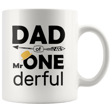 Load image into Gallery viewer, RobustCreative-Dad of Mr Onederful  1st Birthday Baby Boy Outfit White 11oz Mug Gift Idea
