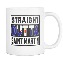 Load image into Gallery viewer, RobustCreative-Straight Outta Saint Martin - St. Martiner Flag 11oz Funny White Coffee Mug - Independence Day Family Heritage - Women Men Friends Gift - Both Sides Printed (Distressed)
