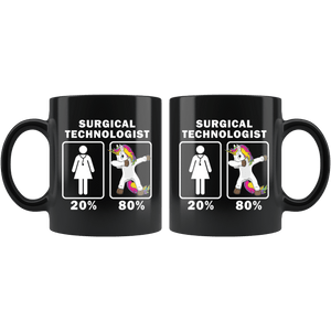 RobustCreative-Surgical Technologist Dabbing Unicorn 80 20 Principle Superhero Girl Womens - 11oz Black Mug Medical Personnel Gift Idea