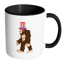 Load image into Gallery viewer, RobustCreative-Bigfoot Sasquatch - 4th of July American Pride Apparel - Merica USA Pride - 11oz Black &amp; White Funny Coffee Mug Women Men Friends Gift ~ Both Sides Printed
