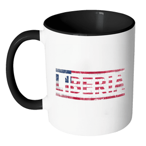 RobustCreative-Retro Vintage Flag Liberian Liberia 11oz Black & White Coffee Mug ~ Both Sides Printed