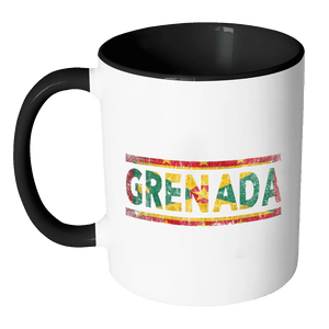 RobustCreative-Retro Vintage Flag Grenadian Grenada 11oz Black & White Coffee Mug ~ Both Sides Printed