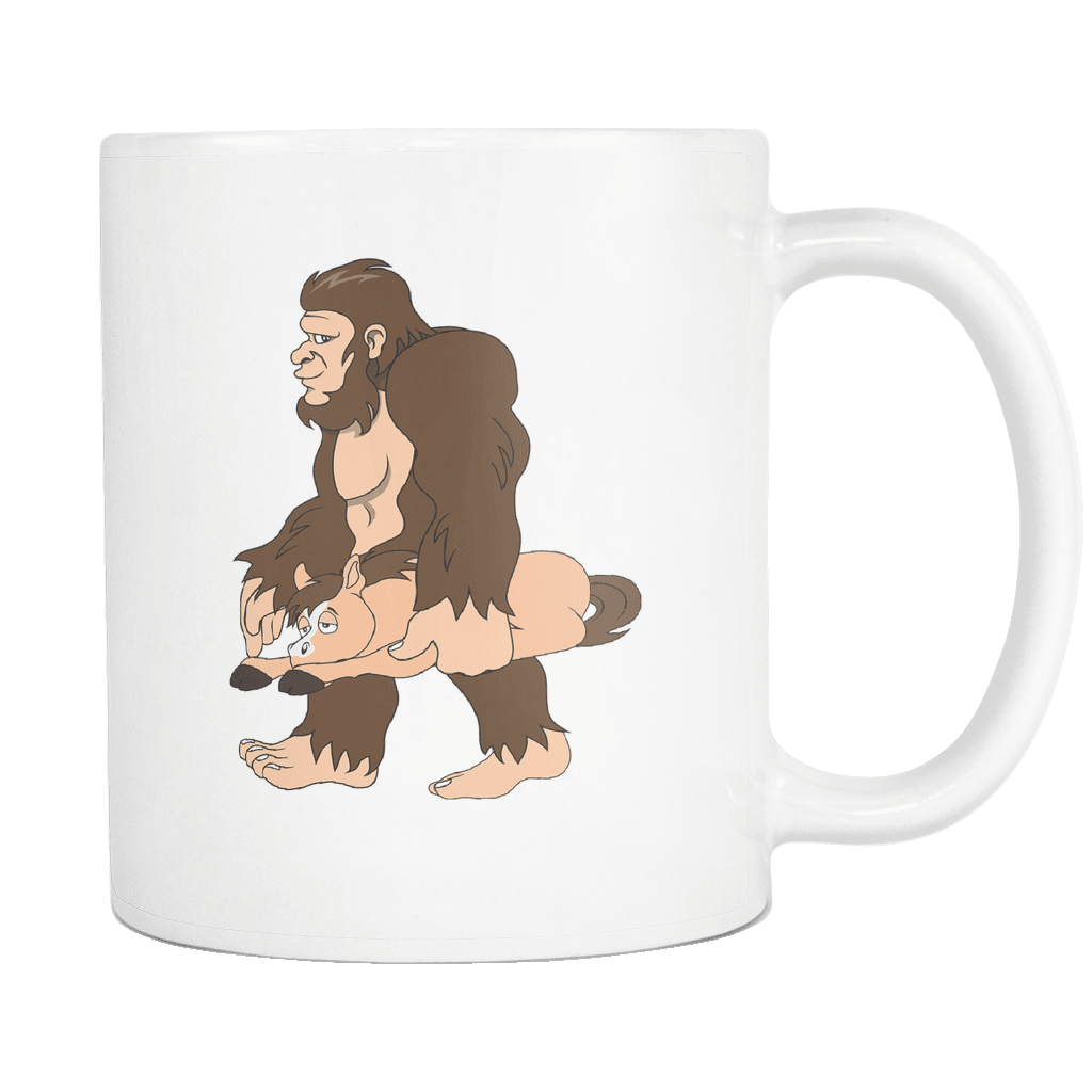 RobustCreative-Bigfoot Sasquatch Carrying Horse - I Believe I'm a Believer - No Yeti Humanoid Monster - 11oz White Funny Coffee Mug Women Men Friends Gift ~ Both Sides Printed