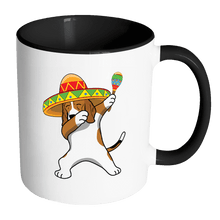 Load image into Gallery viewer, RobustCreative-Dabbing Beagle Dog in Sombrero - Cinco De Mayo Mexican Fiesta - Dab Dance Mexico Party - 11oz Black &amp; White Funny Coffee Mug Women Men Friends Gift ~ Both Sides Printed
