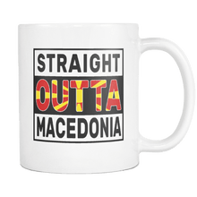 Load image into Gallery viewer, RobustCreative-Straight Outta Macedonia - Macedonian Flag 11oz Funny White Coffee Mug - Independence Day Family Heritage - Women Men Friends Gift - Both Sides Printed (Distressed)

