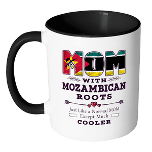 RobustCreative-Best Mom Ever with Mozambican Roots - Mozambique Flag 11oz Funny Black & White Coffee Mug - Mothers Day Independence Day - Women Men Friends Gift - Both Sides Printed (Distressed)