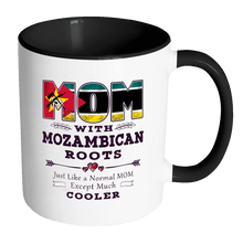 Load image into Gallery viewer, RobustCreative-Best Mom Ever with Mozambican Roots - Mozambique Flag 11oz Funny Black &amp; White Coffee Mug - Mothers Day Independence Day - Women Men Friends Gift - Both Sides Printed (Distressed)
