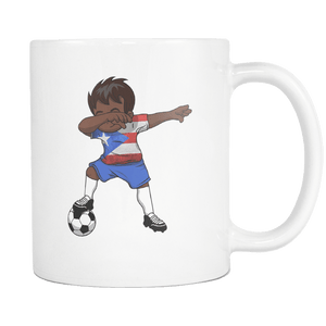 RobustCreative-Dabbing Soccer Boy Puerto Rico Puerto Rican Boricua Gifts National Soccer Tournament Game 11oz White Coffee Mug ~ Both Sides Printed