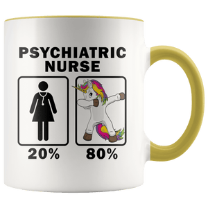 RobustCreative-Psychiatric Nurse Dabbing Unicorn 80 20 Principle Superhero Girl Womens - 11oz Accent Mug Medical Personnel Gift Idea