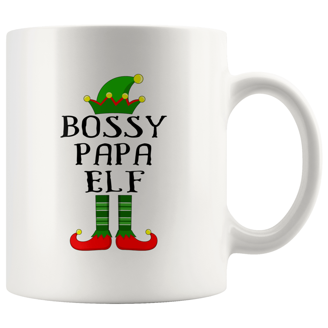 RobustCreative-Im The Bossy Papa Elf Family Matching Outfits PJ - 11oz White Mug Christmas group green pjs costume Gift Idea