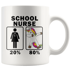 RobustCreative-School Nurse Dabbing Unicorn 80 20 Principle Superhero Girl Womens - 11oz White Mug Medical Personnel Gift Idea