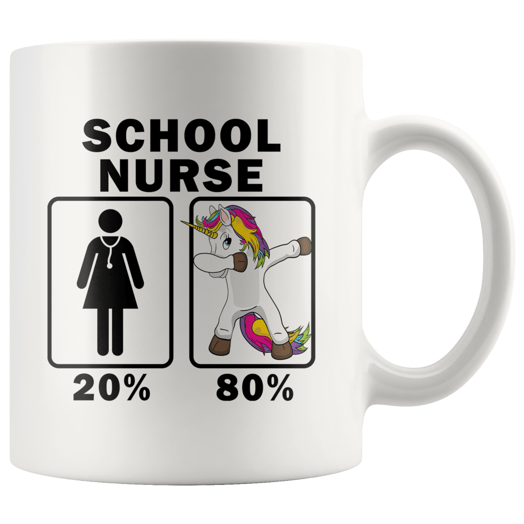 RobustCreative-School Nurse Dabbing Unicorn 80 20 Principle Superhero Girl Womens - 11oz White Mug Medical Personnel Gift Idea