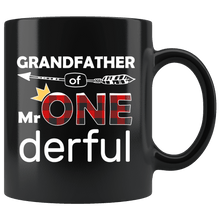 Load image into Gallery viewer, RobustCreative-Grandfather of Mr Onederful Crown 1st Birthday Buffalo Plaid Black 11oz Mug Gift Idea
