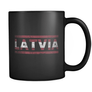 RobustCreative-Retro Vintage Flag Latvian Latvia 11oz Black Coffee Mug ~ Both Sides Printed