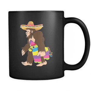 RobustCreative-Bigfoot Sasquatch Piniata - Cinco De Mayo Mexican Fiesta - No Siesta Mexico Party - 11oz Black Funny Coffee Mug Women Men Friends Gift ~ Both Sides Printed