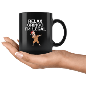 RobustCreative-Llama Dabbing Santa Relax Gringo Im Legal Alpaca Peru Cute - 11oz Black Mug Christmas gift idea Gift Idea