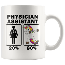 Load image into Gallery viewer, RobustCreative-Physician Assistant Dabbing Unicorn 80 20 Principle Superhero Girl Womens - 11oz White Mug Medical Personnel Gift Idea
