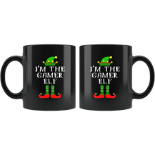 Load image into Gallery viewer, RobustCreative-Im The Gamer Elf Matching Family Christmas - 11oz Black Mug Christmas group green pjs costume Gift Idea
