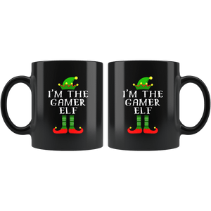 RobustCreative-Im The Gamer Elf Matching Family Christmas - 11oz Black Mug Christmas group green pjs costume Gift Idea