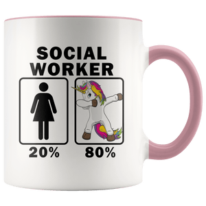 RobustCreative-Social Worker Dabbing Unicorn 80 20 Principle Superhero Girl Womens - 11oz Accent Mug Medical Personnel Gift Idea