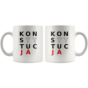 RobustCreative-Polska Konstytucja - Polish Pride PL 11oz White Mug Solidarity Solidarnosc Independant Poland Gift Idea - Both Sides Printed