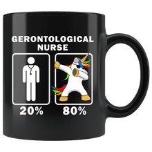 Load image into Gallery viewer, RobustCreative-Gerontological Nurse Dabbing Unicorn 80 20 Principle Graduation Gift Mens - 11oz Black Mug Medical Personnel Gift Idea
