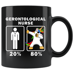 RobustCreative-Gerontological Nurse Dabbing Unicorn 80 20 Principle Graduation Gift Mens - 11oz Black Mug Medical Personnel Gift Idea