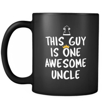 Load image into Gallery viewer, RobustCreative-One Awesome Uncle - Birthday Gift 11oz Funny Black Coffee Mug - Fathers Day B-Day Party - Women Men Friends Gift - Both Sides Printed (Distressed)

