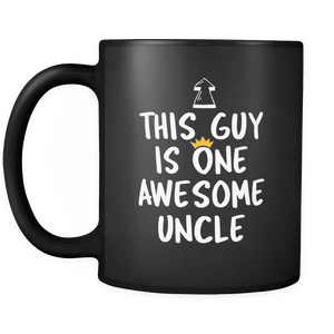 RobustCreative-One Awesome Uncle - Birthday Gift 11oz Funny Black Coffee Mug - Fathers Day B-Day Party - Women Men Friends Gift - Both Sides Printed (Distressed)