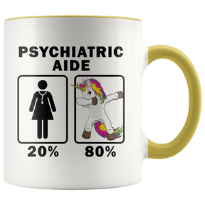 RobustCreative-Psychiatric Aide Dabbing Unicorn 80 20 Principle Superhero Girl Womens - 11oz Accent Mug Medical Personnel Gift Idea