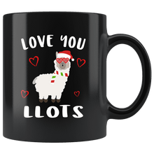 Load image into Gallery viewer, RobustCreative-Love You LLots Llama Lover Santas Hat Heart Glasses Cute - 11oz Black Mug Christmas gift idea Gift Idea
